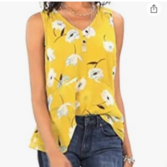 CAbi Tops - Cabi Yellow Floral peplum top
